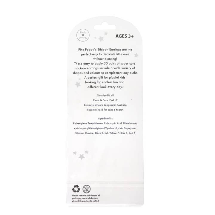 Pink Poppy - Wholesale Earrings – Kids - 30 Pairs Ballerina Stick On Earrings - (Pack Size: 12)2