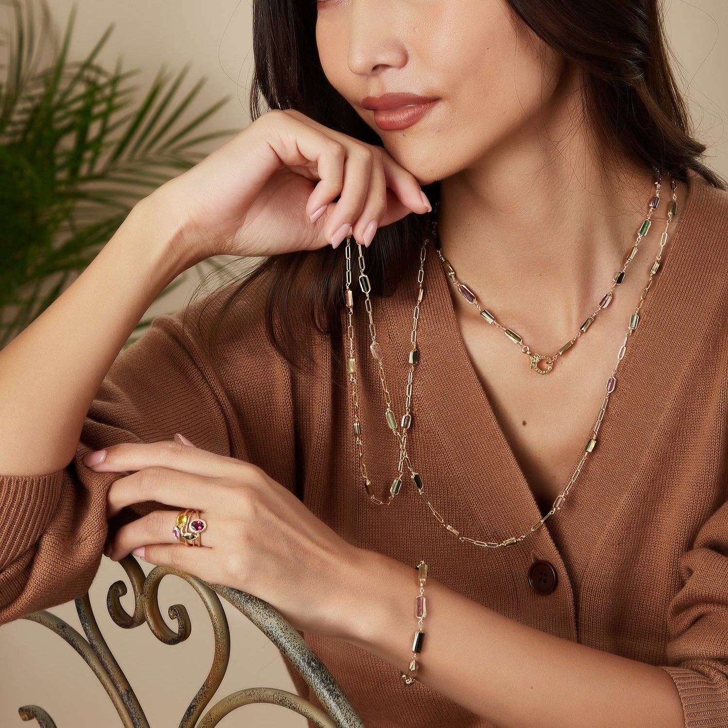 Mabel Chong - Vendita all'ingrosso Collane a catena e maglie - Collana con lucchetto in oro e diamanti Tourmaline di Emma2