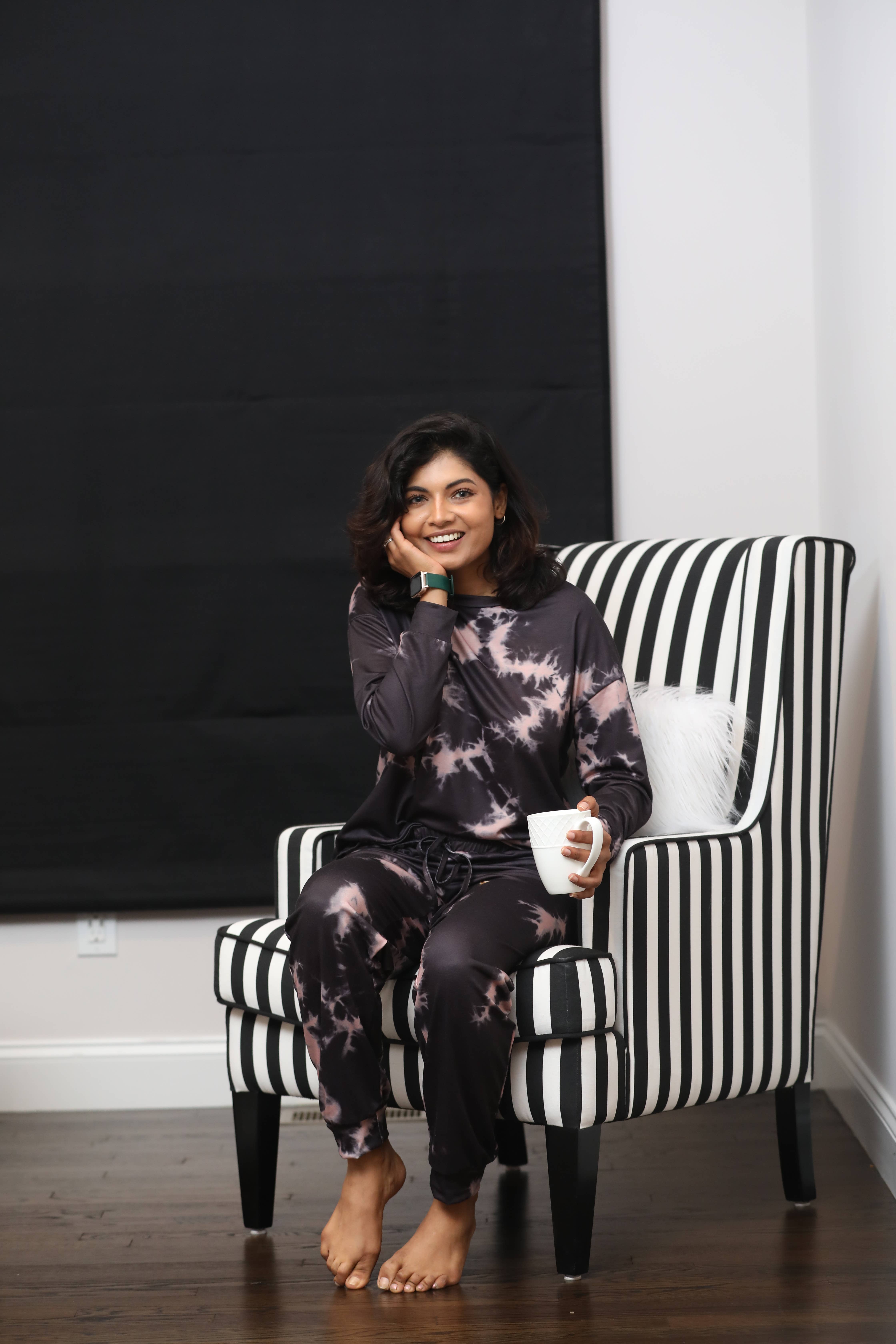 Shoreline Wear. INC - Wholesale Lounge Set - Women's - Black & Pink Tie-Dye Long-Sleeve Crewneck Top & Joggers3