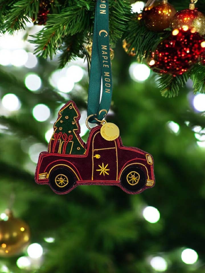 Felt and Fabric Velvet Beaded Truck for wholesale by Maple Moon Gifts