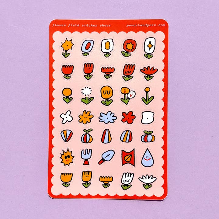 Blomsterplåster Trädgårdsklistermärkesark för wholesale av Pencil and Post