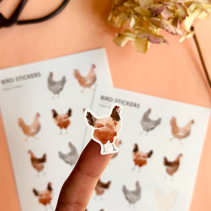 Hühner Sticker aus Recyclingpapier / ohne PVC für den Großhandel von tucán y limón