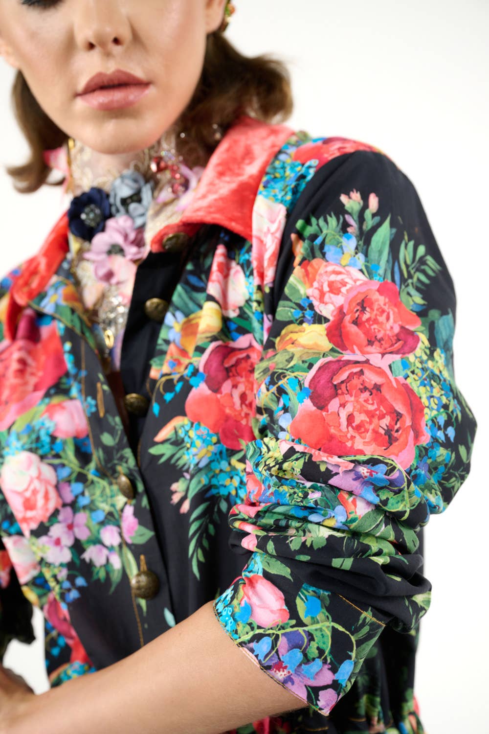 Black Floral Zinnia Shirt-Dress for wholesale on Faire15