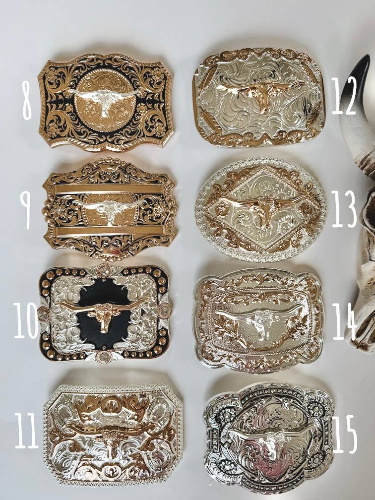 Boho Ranch Shop - Wholesale Belt Buckle - Unisex - Western Longhorn Steer Metal Belt Buckle2