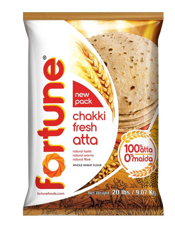 Fortune Chakki Fresh Atta en sac de 20 livres (farine de blé entier) pour la vente par Organic Tattva