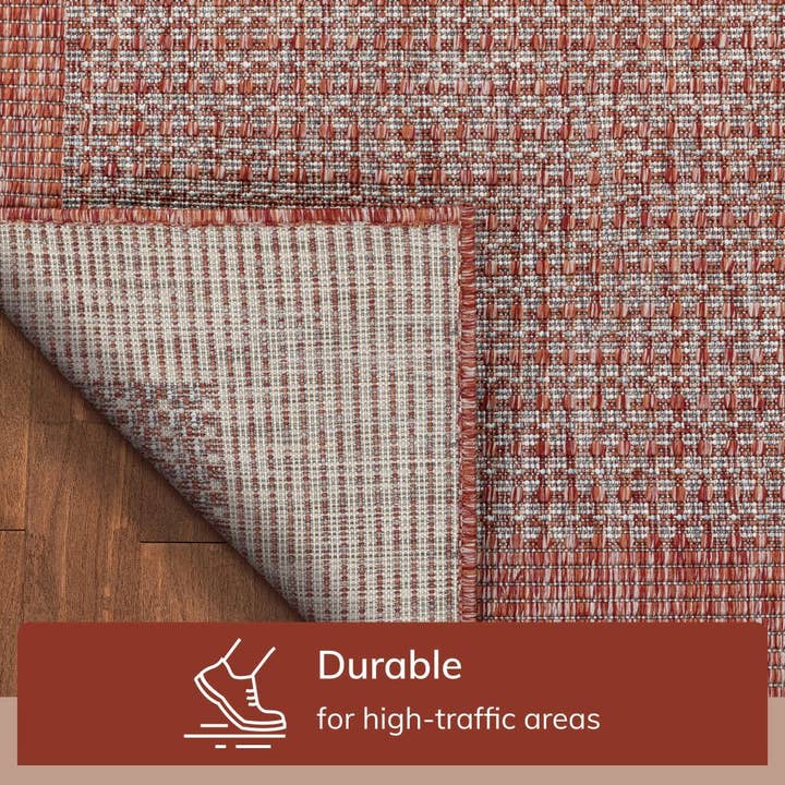 Well Woven - Vendita all'ingrosso Tappeto - Odin, corallo a trama piatta, con bordo a righe e bordi solidi, per interni ed esterni6