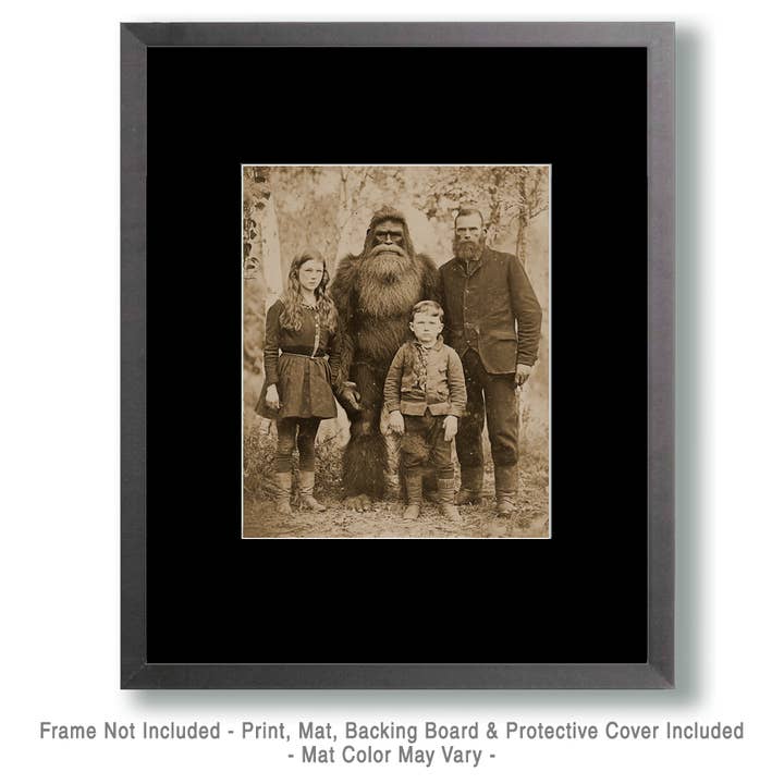 Mowbi - Wholesale Art Print - Family Portrait - Bigfoot and Sasquatch Wall Art Prints – 8″x10″ Artwork in 11″x14″ Mat