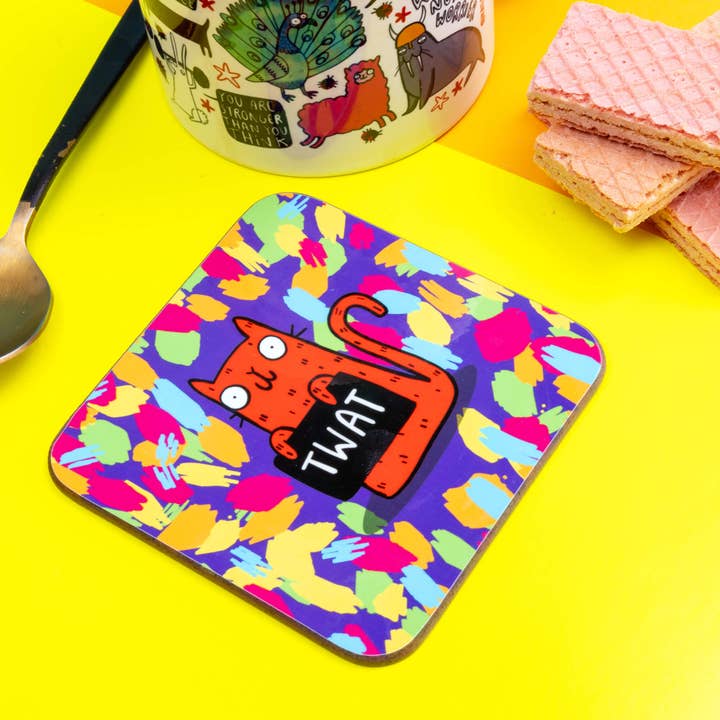 Katie Abey - Wholesale Coasters - Sweary Cat Twat Coasters