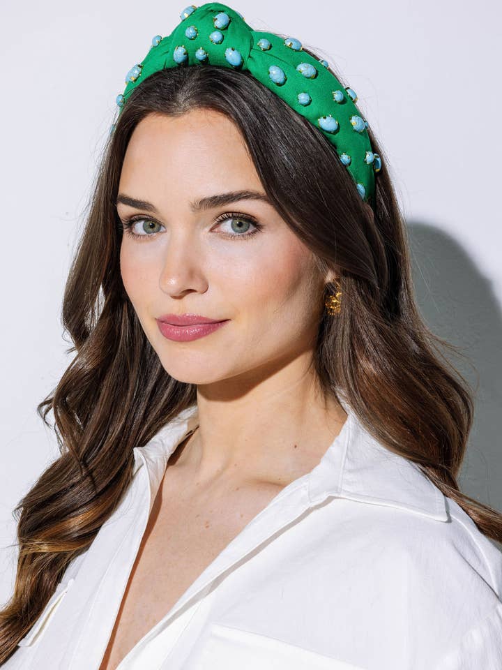 Embellished Stone Canvas Knot Headband for wholesale by Hello Edie