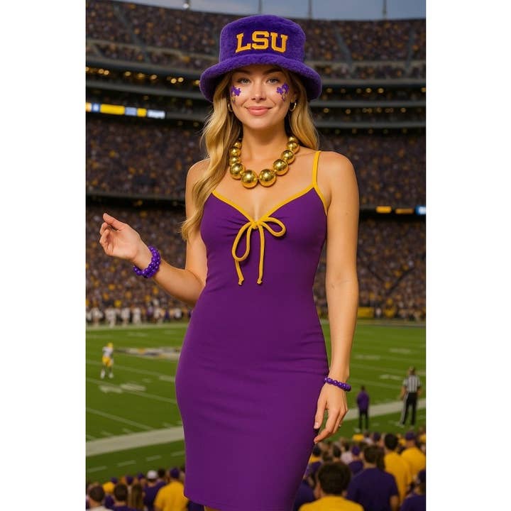 Contrast Techno Crepe Game Day Midi Dress for wholesale by Paperdoll