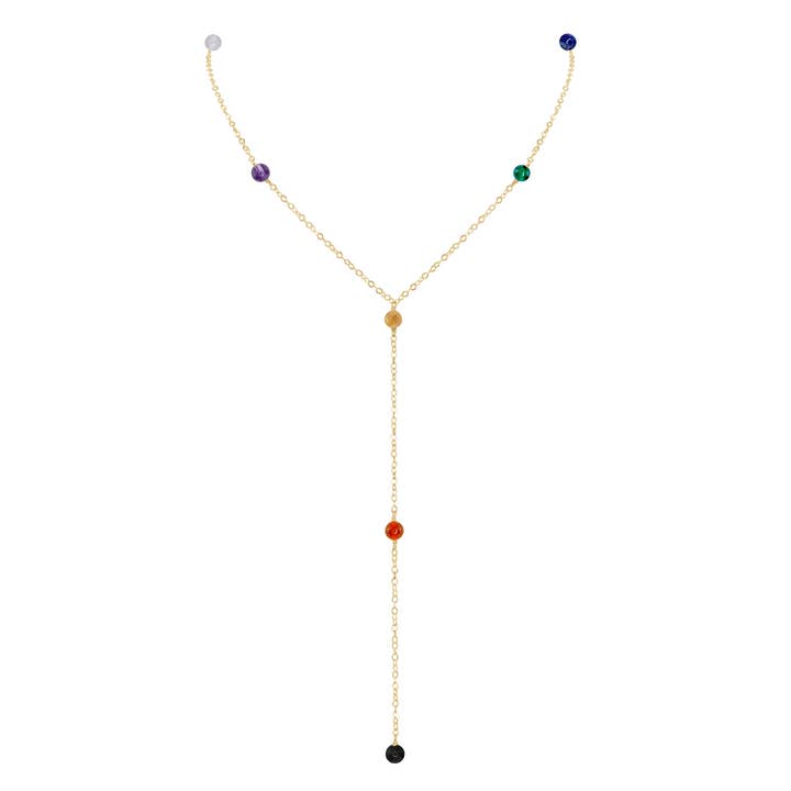 Collana Lariat con Cristalli Chakra Delicati per la vendita all'ingrosso da parte di Luna Tide