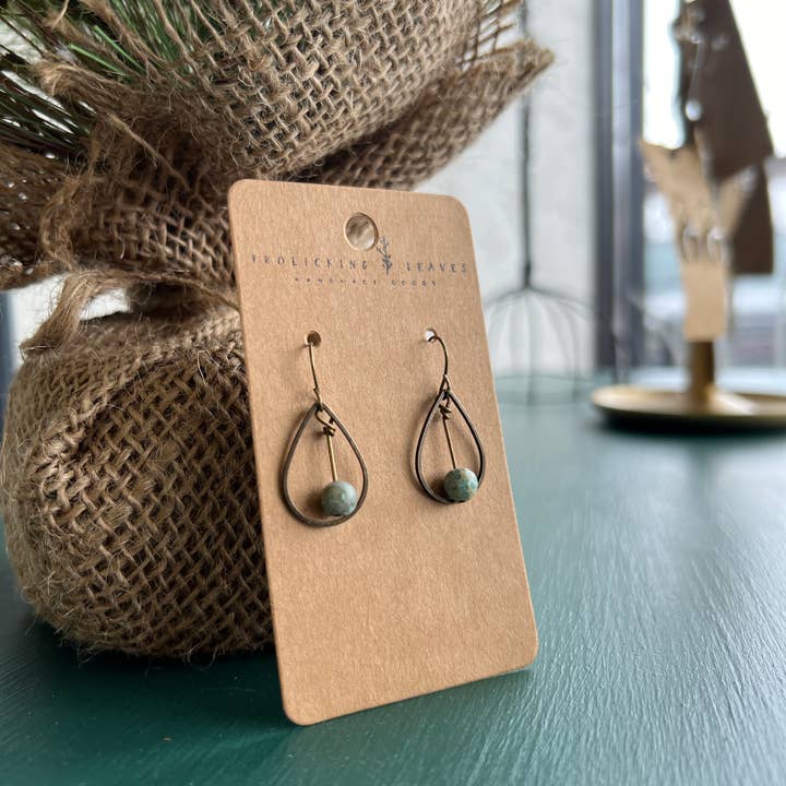 Frolicking Leaves - Wholesale Dangle Earrings - Jasper Tear Drop Earrings3