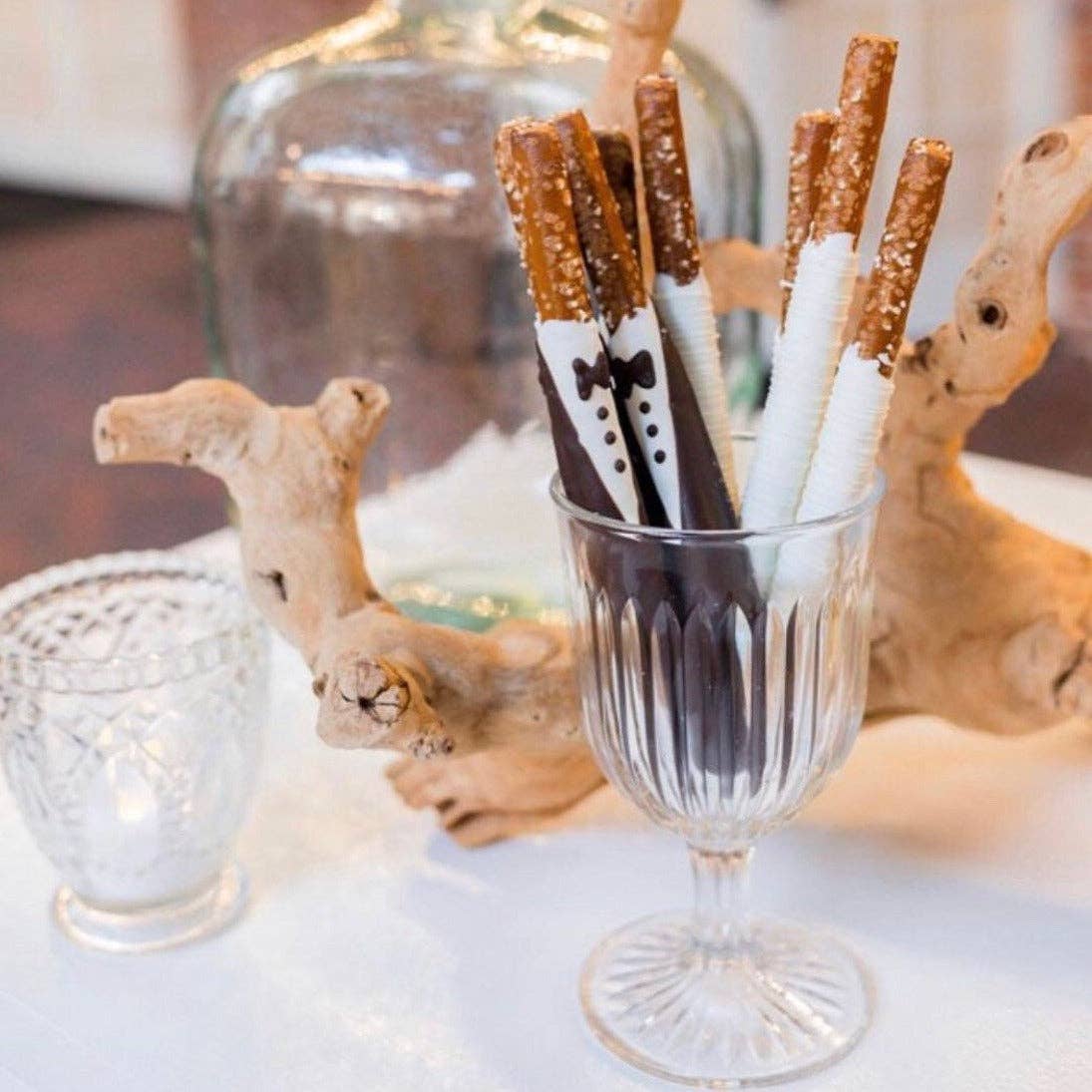 Chocolates Unlimited by Denise - Wholesale Chocolate Covered Sweets - Bride & Groom Chocolate Covered Pretzels Pretzels (Set of 2)1