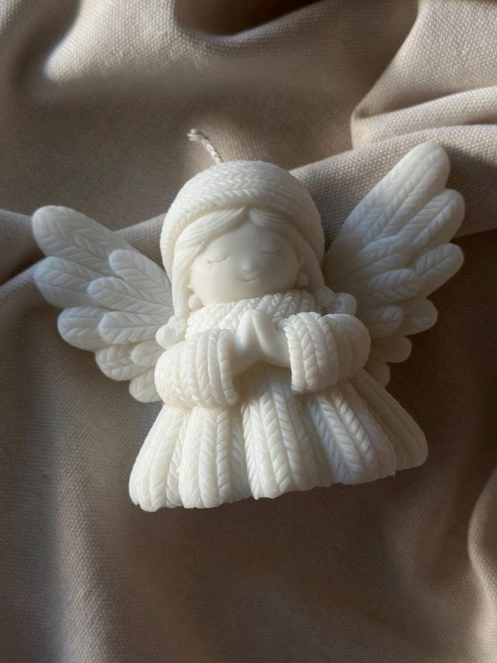 Ángel de Presa Tejido - Decoración de Vela Esculpida | 4.3x4.3in para venta al por mayor de Lumistel