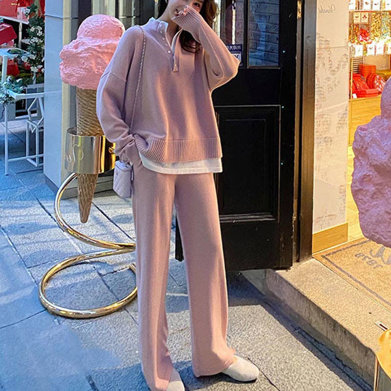 Marayn - Wholesale Lounge Set - Women's - Chic Knit Sweater  WideLeg Pants Autumn Set10
