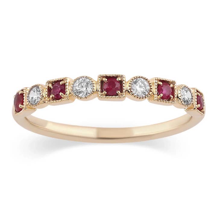 Anel de Diamante com Gemas Quadradas e Redondas em Ouro Maciço 14K 0079 por atacado de Dalbit New York Jewelry