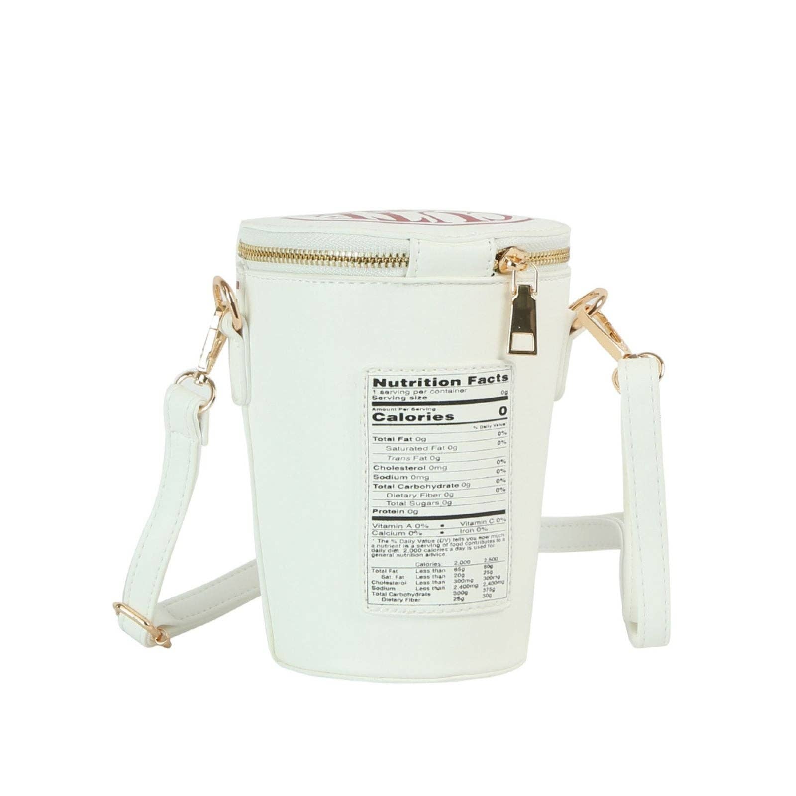 Farbe: Weiß Crossbody-Umhängetasche in Form eines weißen Cup-Noodles-Bechers für den Großhandel auf Faire2