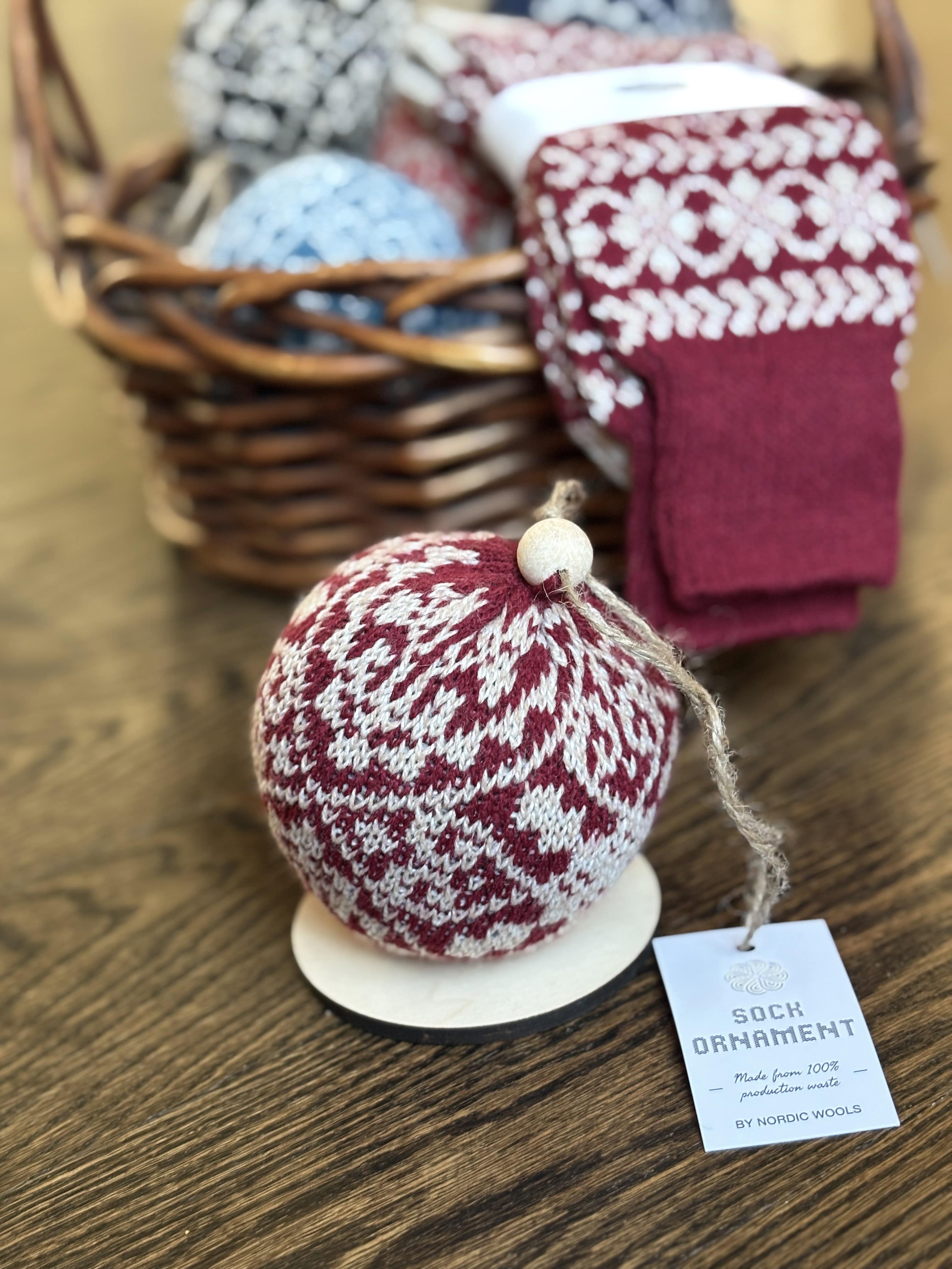 Nordic Wools - Wholesale Ornament - Nordic Yarn Ornament - Recycled Sustainable Christmas Decor Toy (Zelta - Crimson)2