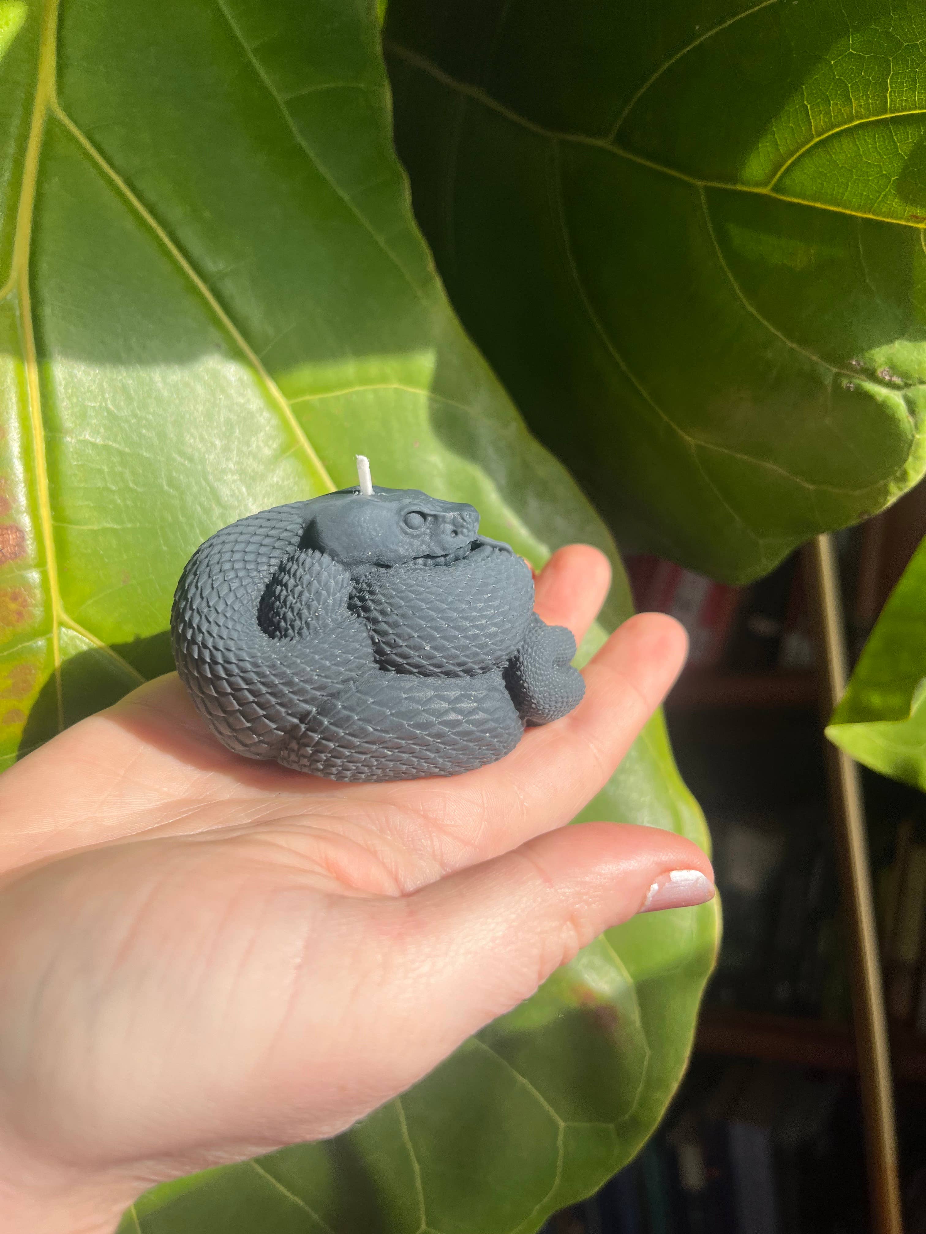 Beauty and the Moon - Wholesale Pillar Candle - Black Snake Candle | Witch Candle | Snake Art | Beeswax Soy 12