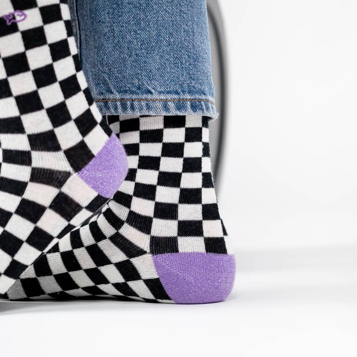 BILLYBELT - Venta al por mayor Calcetines - Mujer - Calcetines a cuadros - Blanco y negro