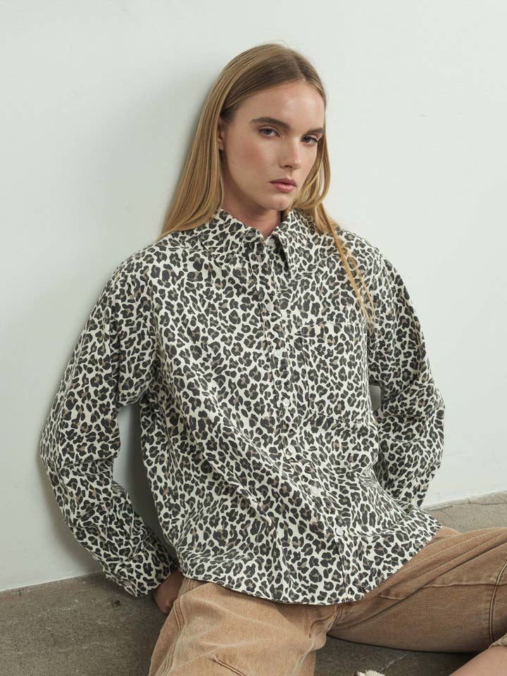 MAT3036 LEOPARD PRINT DENIM SHIRTS for wholesale on Faire