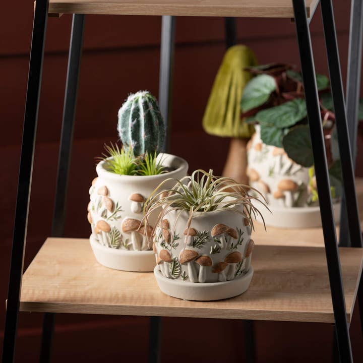 Sullivans Home Decor - Wholesale Plant Pot - Organic Mushroom Planter Set O