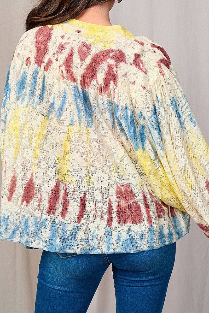 ROUSSEAU – Camisa com botões no colarinho – Mulher por atacado – BLOUSA TIE DYE FLORAL COM BOTÕES E MANGA COMPRIDA6