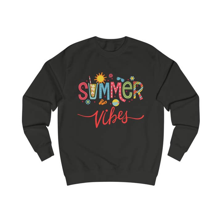 Happythings76 - Wholesale Graphic Sweatshirt - Women's - Summer Vibes Sweatshirt, Cozy Summer Apparel, Gift for Friends, Beach Vacation Wear, Cute Casual Outfit12