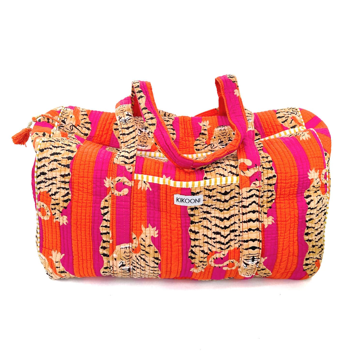 kikooni – Engroshandel Stor rejse- og weekendtaske - Dame – Håndlavet bomuldstaske « Poppy Tiger »2
