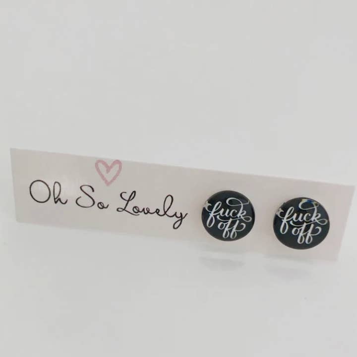 Oh So Lovely - Wholesale Stud/Post Earrings - Swear word earrings, bad words, swearing jewelry