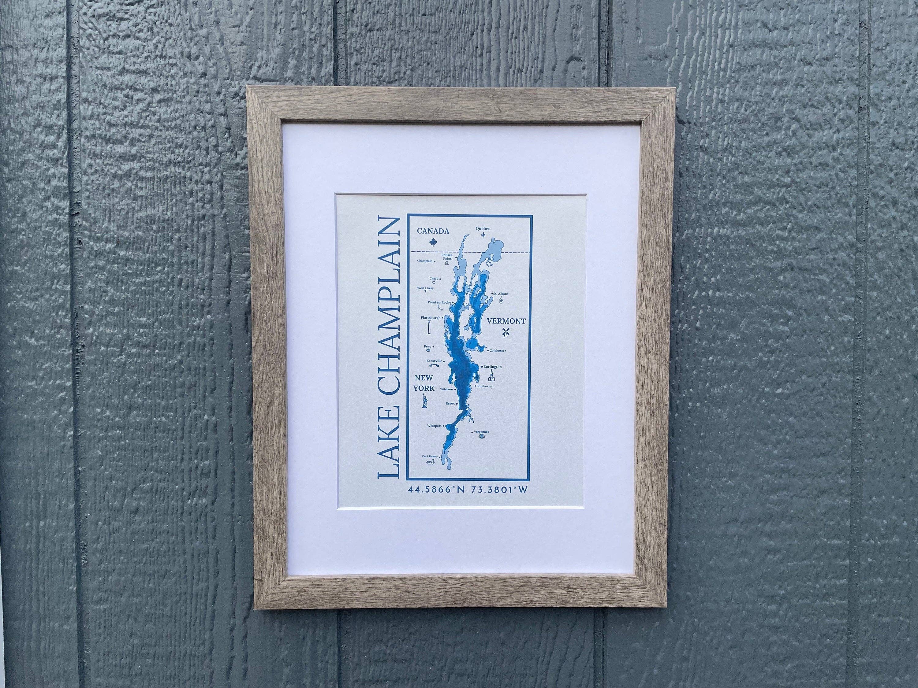 Just Wandering Co. - Wholesale Art Print - Lake Champlain Print Wall Hanging | Plattsburgh, New York | Burlington, Vermont | North Country Gift, Present | Custom Lake | Upstate NY |
