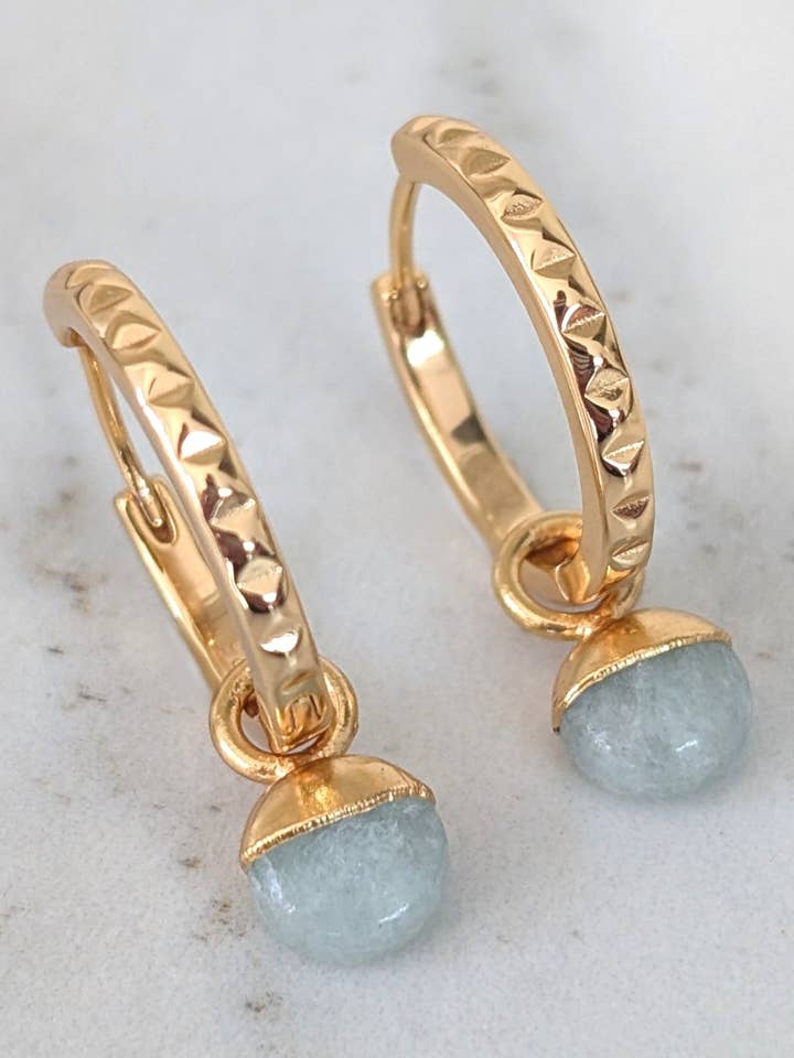 Orb Aquamarine Mars Födelsedagssten Örhängen för wholesale av Lapis London