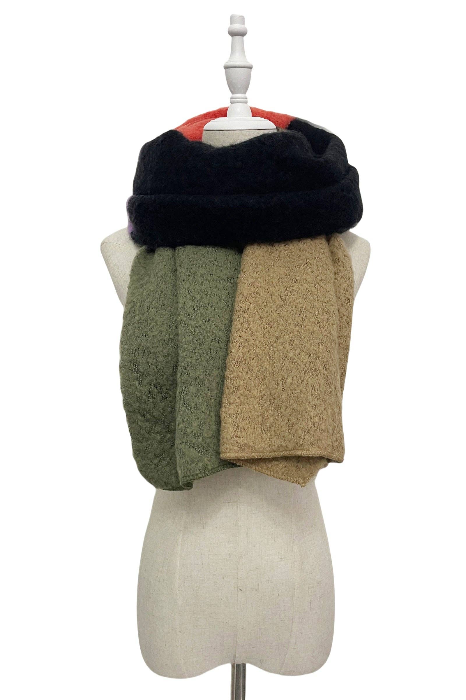 Fashion Scarf World - Wholesale Scarf - Women's - Block Colour Diagonal Edge Wool Scarf0