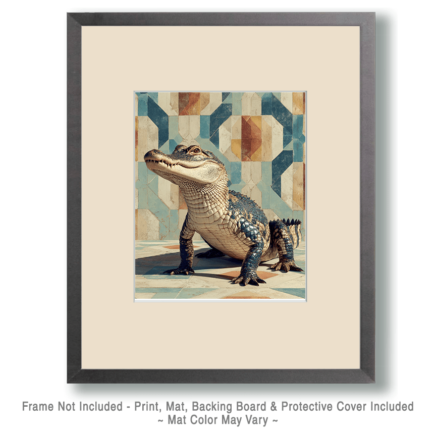 Mowbi - Wholesale Art Print - Grunge Alligator - Zoo Animals - Biophilic Wildlife Art Print - 8"x10" Artwork for 11"x14" Frame1