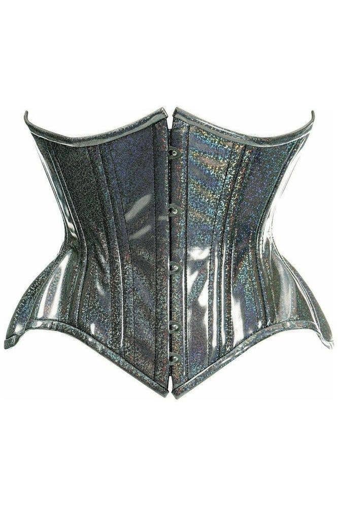 Daisy Corsets - Wholesale Corset - Women's - Top Drawer Black Rainbow Glitter Holo Double Steel Boned Curvy Cut Waist Cincher Corset0