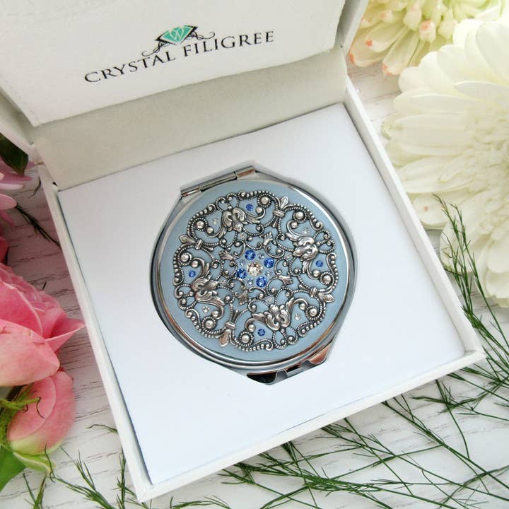 Espelho compacto Centerstone - azul por atacado de Crystal Filigree