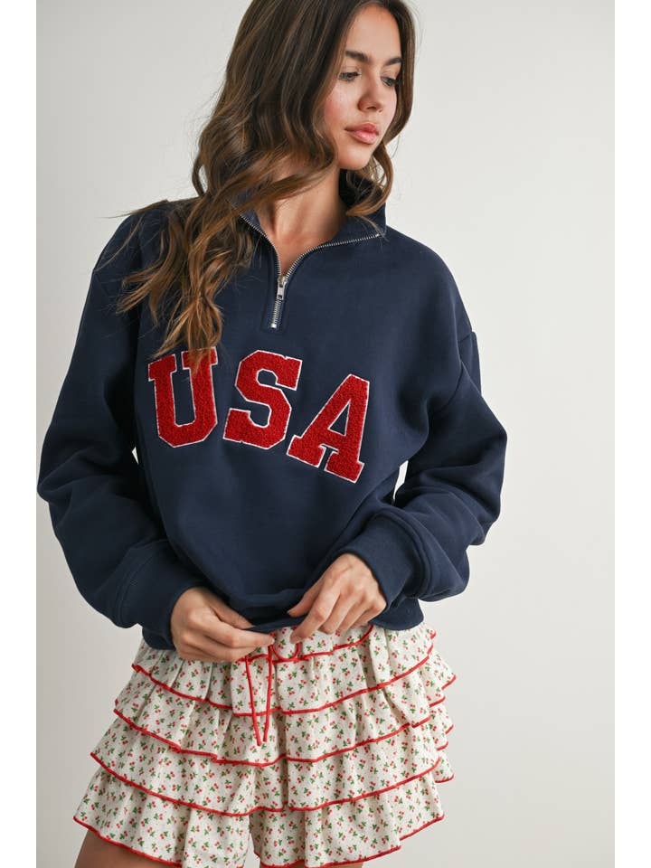 BUTTERMELON - Wholesale Sweatshirt - Women's - Quarter Zip Long Sleeve Top - BMT779520