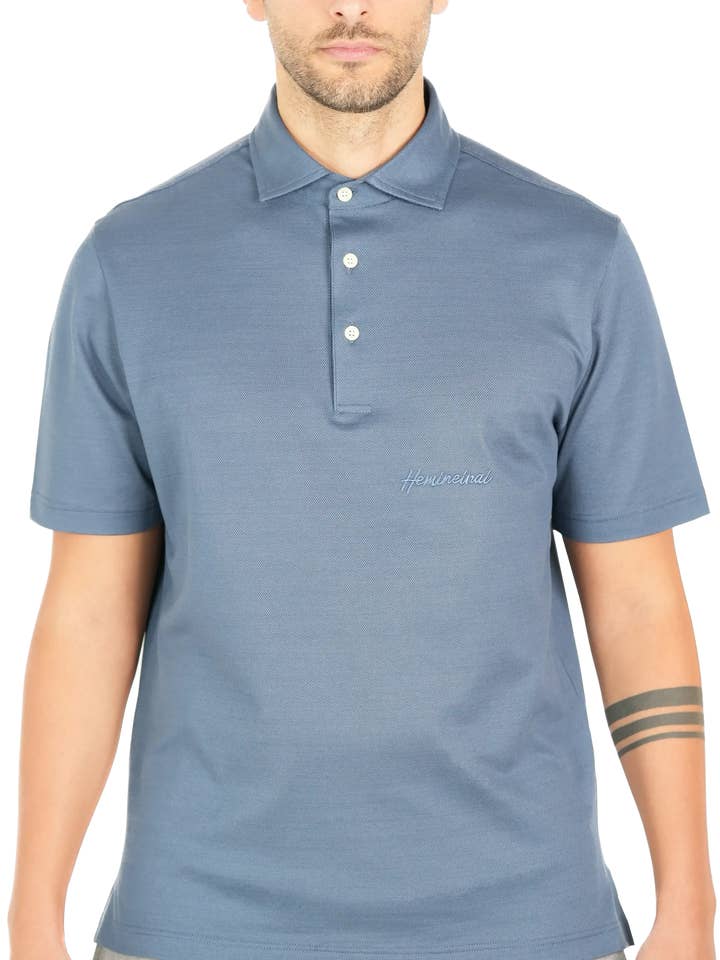 Polo manica corta HEMPOLO Blu Chiaro per la vendita all'ingrosso da parte di HEMINEINAI