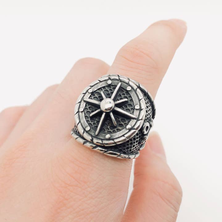 Mio Queena - Venta al por mayor Joyería - Hombre - Anillo de acero inoxidable con ancla retro para hombre
