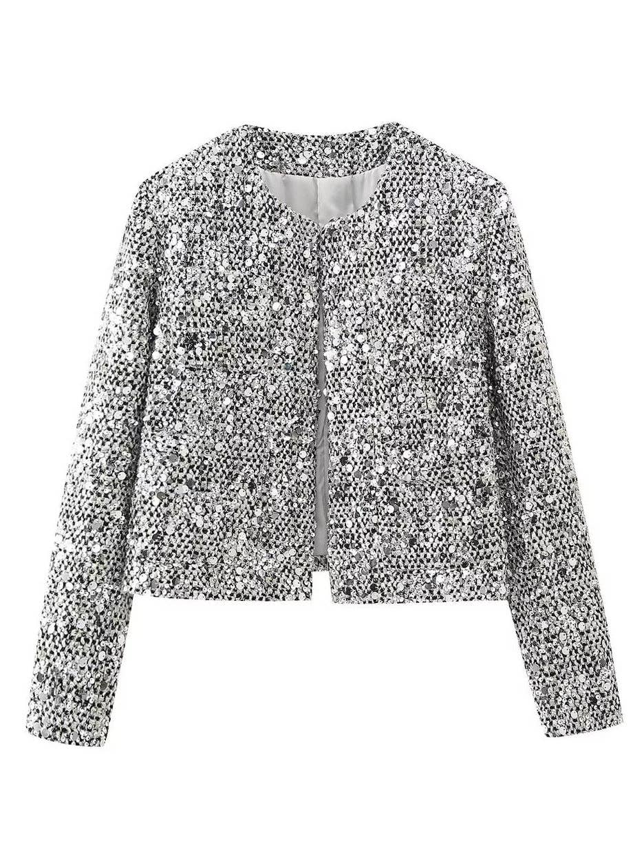 SILVER Sequin Embellished Jacket for wholesale on Faire0
