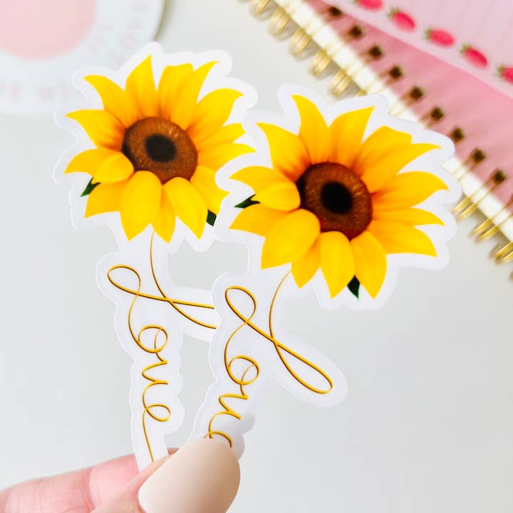 Clear Sunflower Sticker for wholesale by Tabs Art Shop