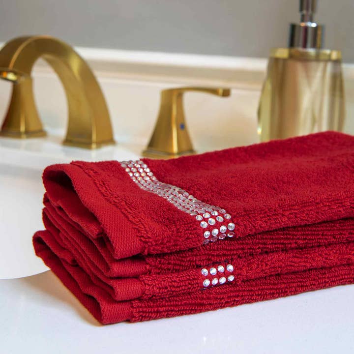 Rhinestone Stripe Fingertip Towel (Set of 2) for wholesale by Sparkles Home