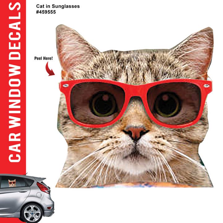 Cat in Sunglasses Window Mesh Decal for wholesale by AAHS Enterprises