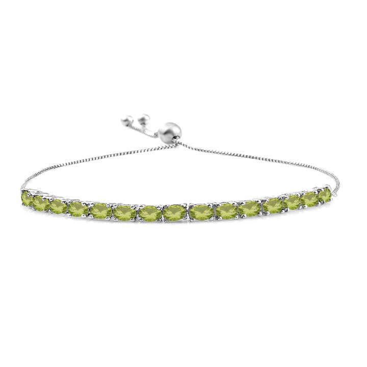 Bracciale regolabile in argento sterling 925 con pietra preziosa ovale di peridoto per la vendita all'ingrosso da parte di Star Joya