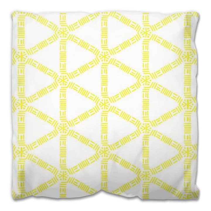 Yellow Lattice Outdoor Pillow for wholesale by B.Maraffi Art and Home