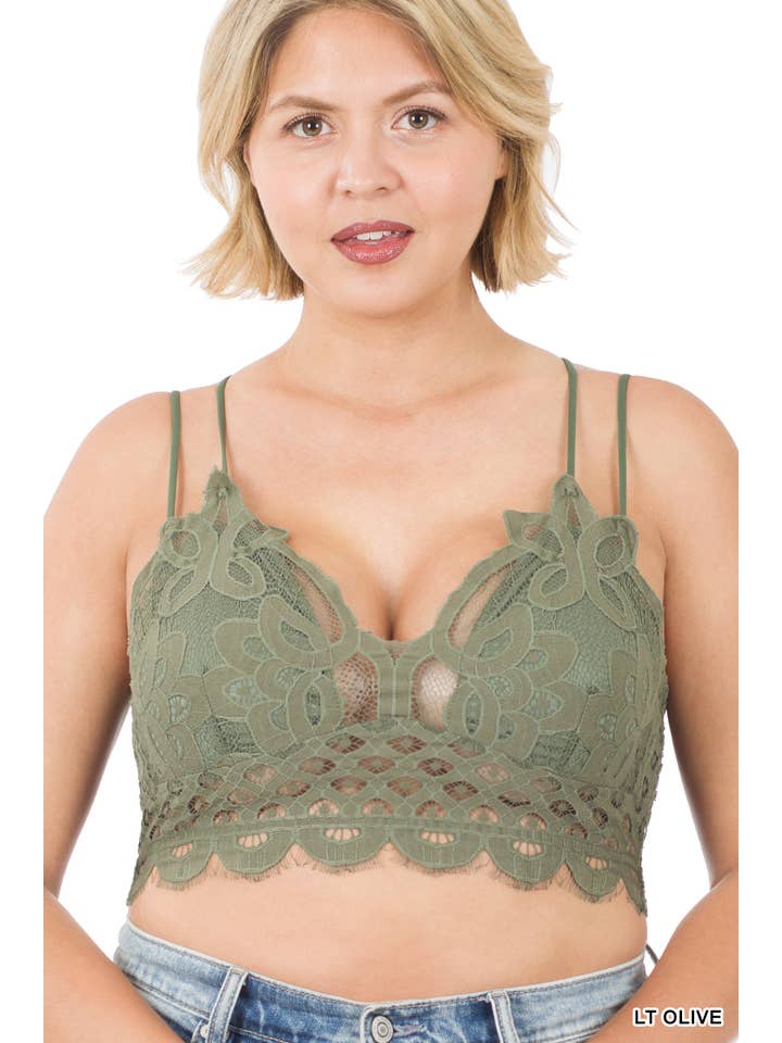 42POPS - Wholesale Bralette - Women's - .....SI-21592 PLUS SIZE CROCHET LACE BRALETTE WITH BRA PADS