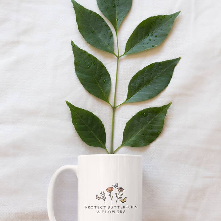 Coffee Mug - Protect Butterflies & Flowers for wholesale by Words of Ivy