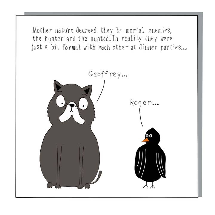 Mortal Enemies Greeting card for wholesale by Not at all Jack