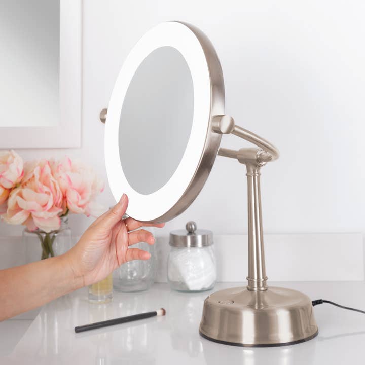 Rose Gold Lexington Lighted Makeup Mirror w/Magnification (Rose Gold) for wholesale on Faire3