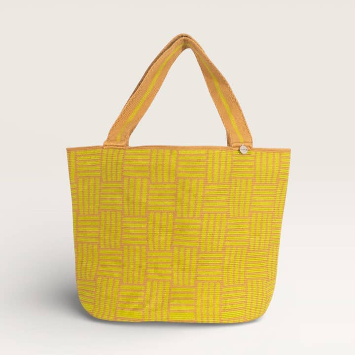 Geometric oval tote | Chartreuse for wholesale by Guajii Design